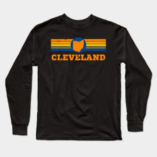 Cleveland State Of Ohio Silhouette Vintage Long Sleeve T-Shirt